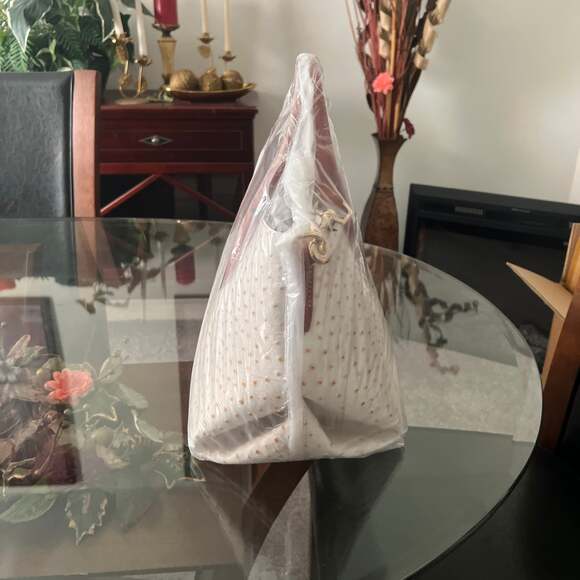 Dooney & Bourke Ostrich Embossed Leather Handle Tote 30 Bone - Picture 2 of 3